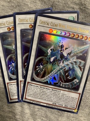 3x Crystal Clear Wing Synchro Dragon 1st Edition Ultra Rare RA04-EN059-image