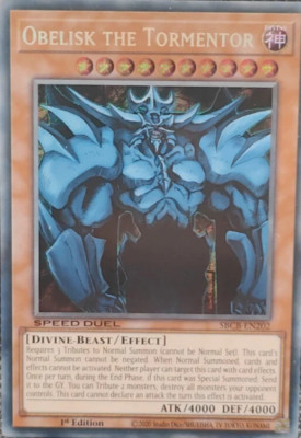 Obelisk The Tormentor SBCB-EN202 Secret Rare HOLO Speed Duel Yugioh TCG Card-image