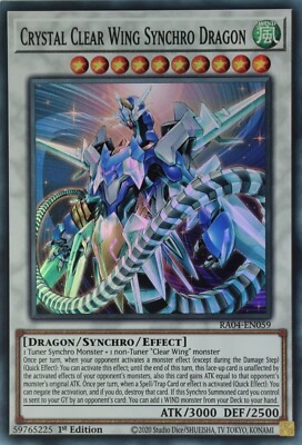 YuGiOh Crystal Clear Wing Synchro Dragon RA04-EN059 Super Rare 1st Edition-image