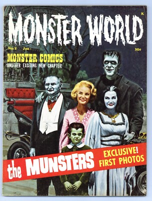 Monster World #2 (FN+) Munsters TV SHOW cover! Godzilla Karloff 1965 Warren e690-image