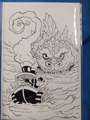 WHYNOT?! WILLIE STEAMBOAT WILLIE GODZILLA VARIANT RYAN G. BROWN  21/50 TOPSHELF-image