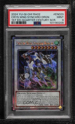 2024 1st Edition Quarter Century SR Crystal Wing Synchro Dragon PSA 9 MINT 7ba-image