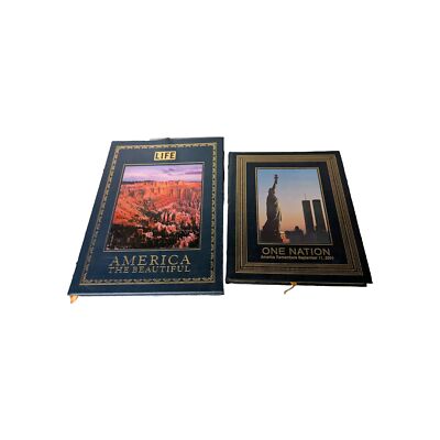 2~Easton Press Time Life ONE NATION 9/11 & America The Beautiful Leather **NICE*-image