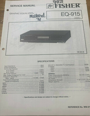 FISHER EQ-915 GRAPHIC EQUALIZER ORIGINAL SERVICE REPAIR MANUAL -image