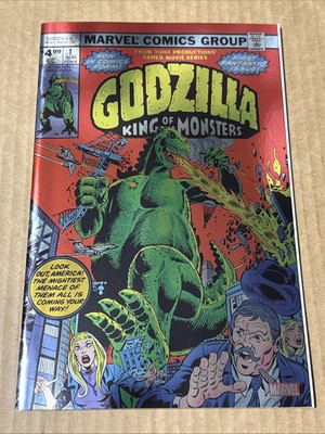 GODZILLA KING OF THE MONSTERS #1 FACSIMILE FOIL VARIANT MARVEL COMICS (2024)-image