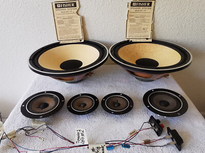 Fisher DS 177 DS 152 Speakers Woofer Tweeter Crossover Set Complete WATCH DEMO-image
