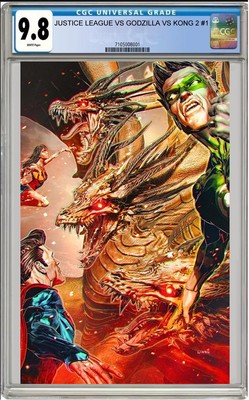 JUSTICE LEAGUE VS GODZILLA VS KONG 2 #1E JOHN GIANG FOIL VAR CGC 9.8 PRESALE 6/4-image