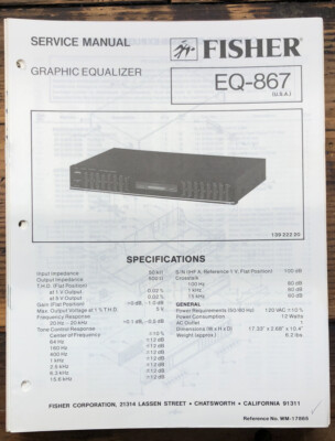 Fisher EQ-867 Equalizer  Service Manual *Original*-image