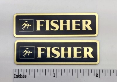 Fisher Speaker Badges Custom Made Aluminum Gold Pair -image