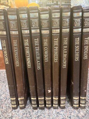 Lot of 9 VTG Time Life Books THE OLD WEST  1970'S  Illustrated & Leather-image