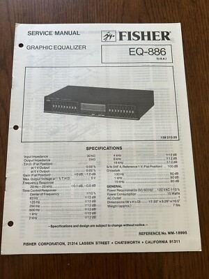 Fisher EQ-886 Graphic Equalizer Service Manual Vintage OEM Repair Diagrams-image