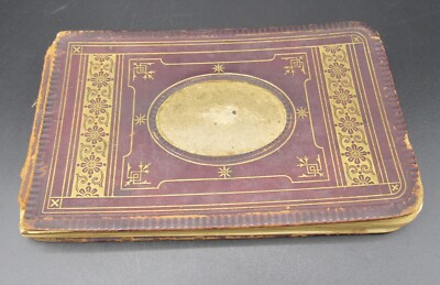 c.1900 Antique leather bound floral album autograph book Gordon/Sullivan/Price-image
