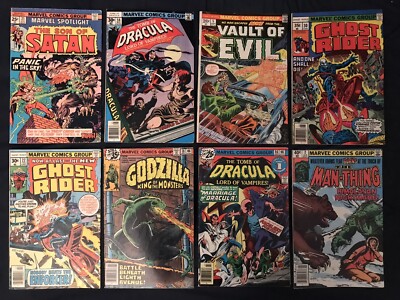 MARVEL HORROR LOT of 8 comics: Ghost Rider, Tomb of Dracula, Godzilla, Man-Thing-image