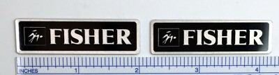 Fisher Speaker Badges Custom Made Aluminum Silver Pair -image