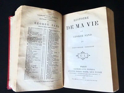 Vintage Book George Sand 1879 Paris French Language Antique Histoire de Ma Vie.-image