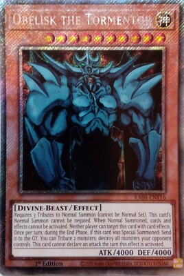 RA04-EN116 OBELISK THE TORMENTOR PLATINUM SECRET RARE 1ST EDITION YuGiOh CARD-image