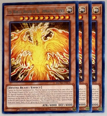 Yugioh! 3x The Winged Dragon of Ra - Immortal Phoenix MZTM-EN074 Rare 1st Ed NM-image