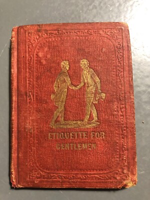 Antique 1853 True Politeness Etiquette For Gentlemen Gilt Leather Pocket Book -image