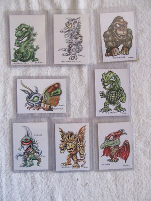 RAK GODZILLA MONSTERS Lot of Trading Cards by Robert A. Kraus a set of 8 cards.-image