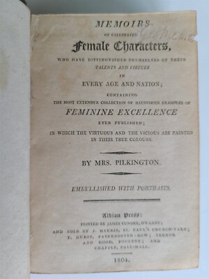 1804 MEMOIRS OF CELEBRATED FEMALE CHARACTERS Mary Pilkington ILLUSTRATED antique-image
