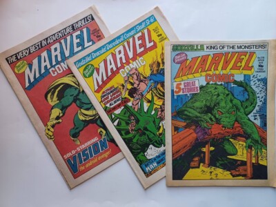 Marvel Comic 336 337 338 bundle weekly Marvel UK Comics 1979 Godzilla-image