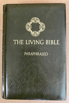 The Living Bible Paraphrased TYNDALE 1971 Hardcover Green Faux Leather Padded-image