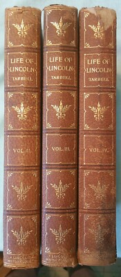 The Life Of Lincoln Vol 2, 3 and 4 by Ida M. Tarbell, 1900 Leather Cloth Bound.-image