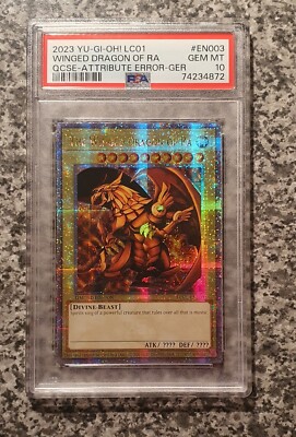 Yugioh PSA 10 ATTRIBUTE MISPRINT Germany LC01-EN003 The Winged Dragon of Ra-image