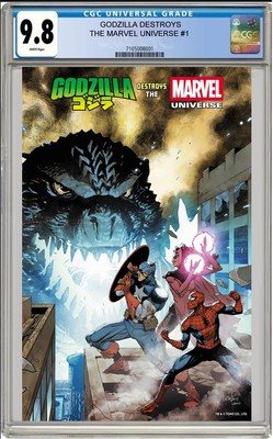 GODZILLA DESTROYS THE MARVEL UNIVERSE #1 LEINIL YU FOIL CGC 9.8 NM PRESALE 7/16-image