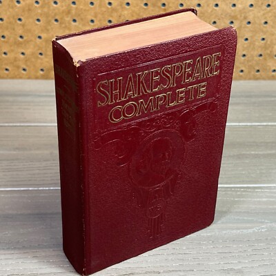 VTG 1930 Shakespeare Complete Works History Life & Notes Book Leather Cover USA-image