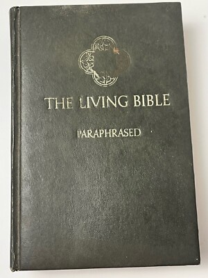 ✝️The Living Bible Paraphrased TYNDALE 1971 HC Green Faux Leather 1 Day Ship!👍-image