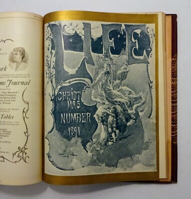 1891 Life Magazine - Bound Volume of 27 Issues, Fine Binding, Illustrated, Ads-image