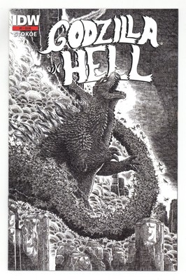 Godzilla in Hell 1C Stokoe B&W Variant 3rd Printing NM 9.4 2015-image