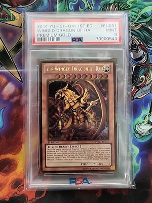 2014 YU-GI-OH! PREMIUM GOLD EN031 THE WINGED DRAGON OF RA 1ST EDITION - PSA 9-image