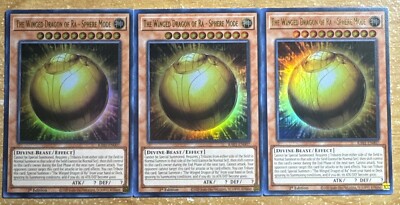 🔥 3x Yugioh The Winged Dragon of RA-Sphere Mode RA01-EN007 ULTRA R. NM PLAYSET-image