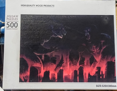 Godzilla v Kong 500 piece Wooden jigsaw puzzle 520mm x 380mm. King Kong. -image