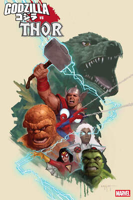 Godzilla vs. Thor #1 E.M. Gist Marvel Universe Variant (PRESALE 07/02/25)-image