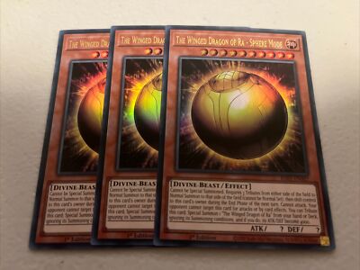 3x EURO The Winged Dragon of Ra - Sphere Mode 1st Edition Ultra Rare RA01-EN007-image