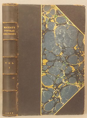 1850 MEMOIRS OF EXTRAORDINARY POPULAR DELUSIONS ~ CHARLES MACKAY ~ LEATHER BOUND-image
