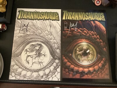 Tyrannosaurus Rex(2 Book Lot)Sketch Variant/Regular both Signed Jay Fotos! VF/NM-image