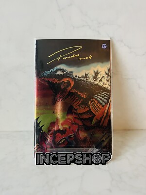 MIGHTY MORPHIN POWER RANGERS GODZILLA II #1 GOLD SIGNED COA PONCHO FOIL C2E2!-image