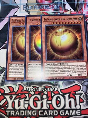 3x The Winged Dragon Of Ra - Sphere Mode  Super Rare RA01/CIBR Playset Yugioh-image