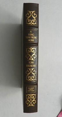 2002, A Long Way Home by Tom Brokaw, SIGNED 1st ED EASTON PRESS LEATHER, LN-image