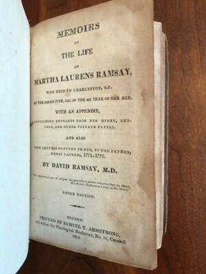 1812 Memoirs of the Life of Martha Laurens Ramsay, Who died in Charleston, S.C. -image