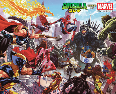 🔥 GODZILLA DESTROYS THE MARVEL UNIVERSE #1 Mark Brooks - Presale 07/16/2025 🔥-image