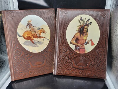 Time Life Books The Old West Cowboys & Indians Beautiful Faux Leather Covers-image