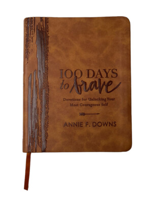 100 Days to Brave Deluxe Edition Brown Leather Bound Devotions Book Annie Downs-image