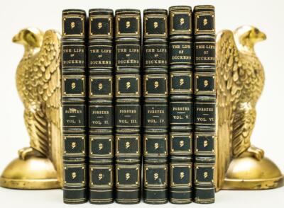 1872 Life of Charles Dickens 16mo 6 Vols Fine Leather Binding Illustrated-image