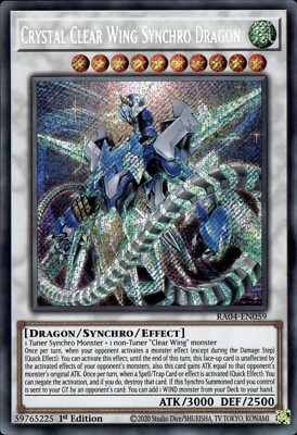 Crystal Clear Wing Synchro Dragon - Secret Rare 1st Ed. RA04-EN059 - NM - YuGiOh-image