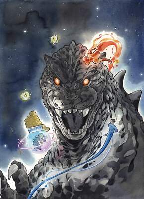 Godzilla vs. Fantastic Four #1 Peach Momoko 1:100 Variant-image